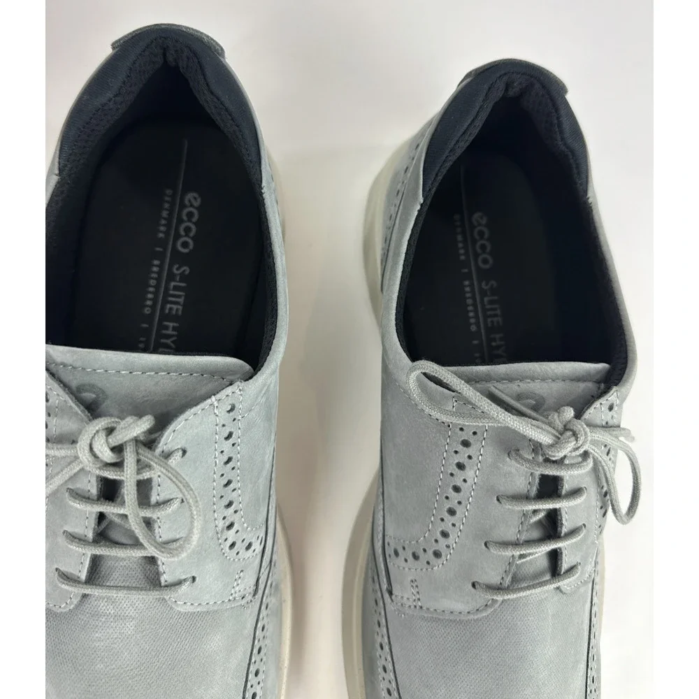 ECCO S Lite Hybrid Grey Oxford Wingtip Shoes Nubuck Brogue EU 45 Men's US 11 - Picture 13 of 16